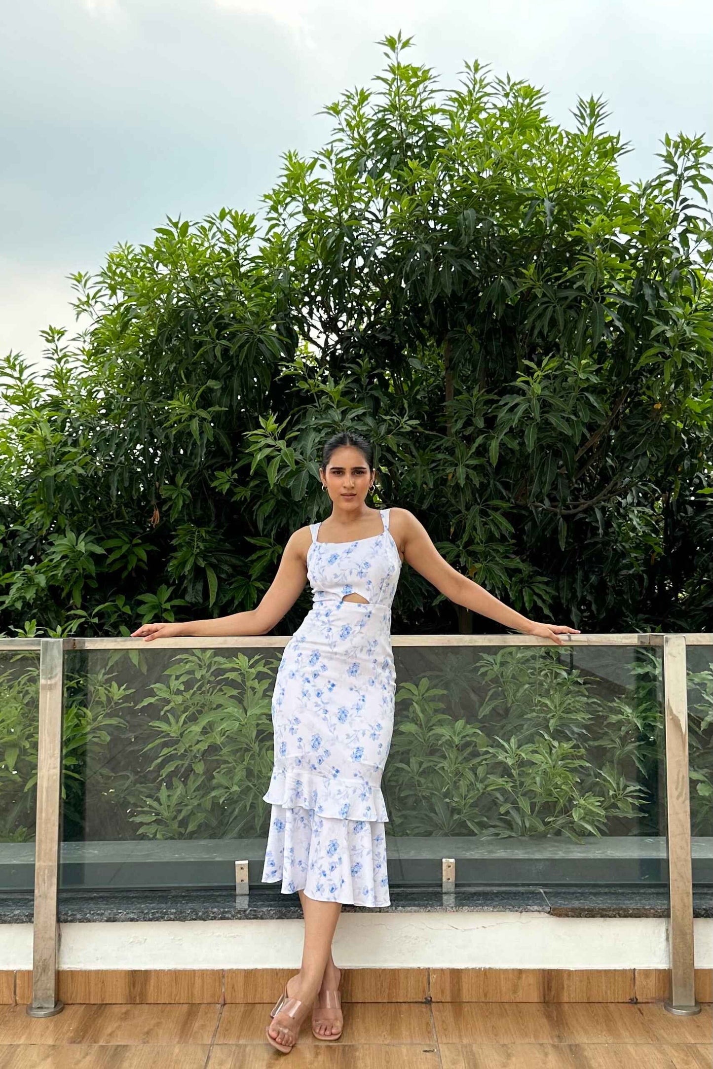 RUBY - Blue Floral Print dress