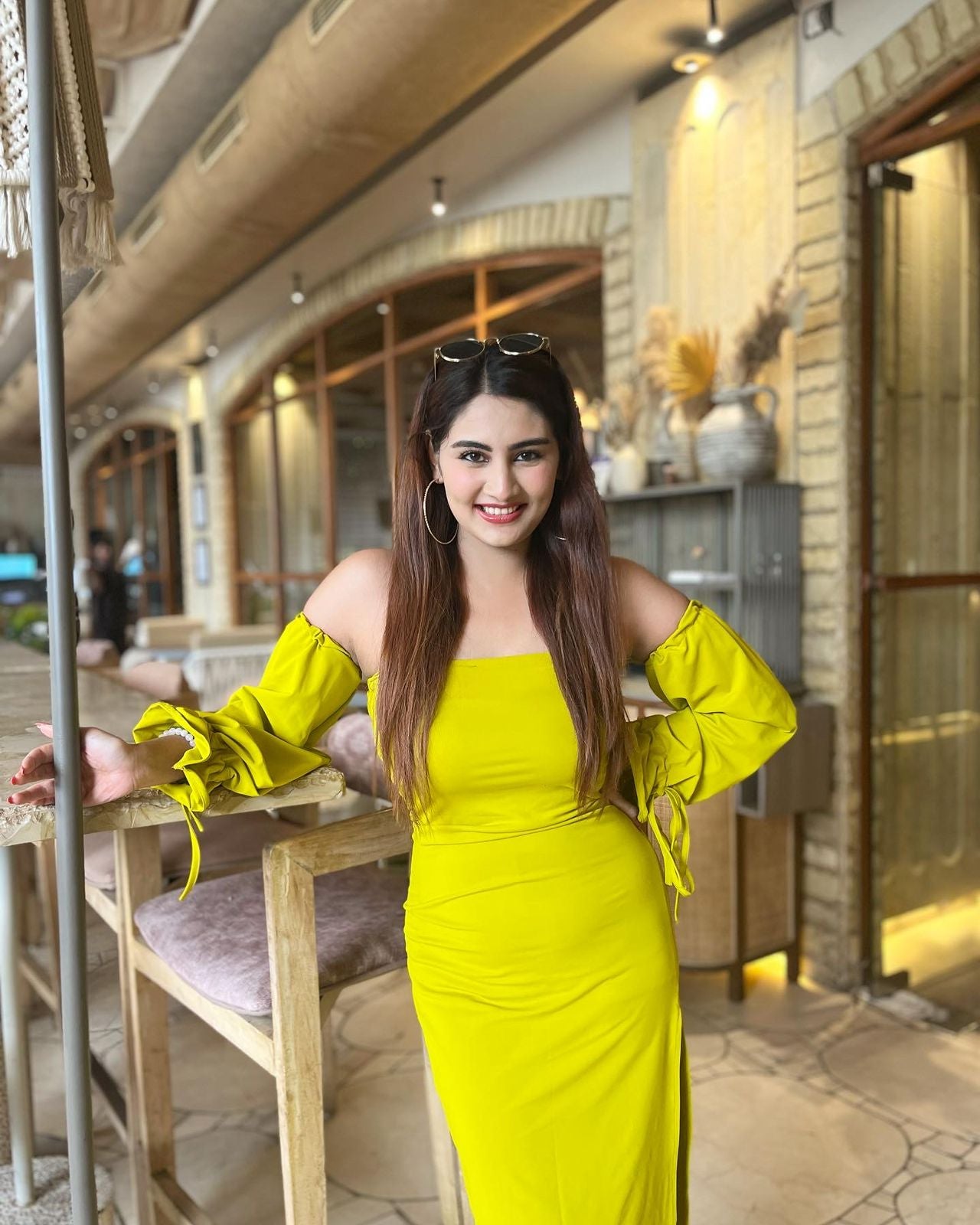 OBSESSED - Lime colour bodycon slit dress