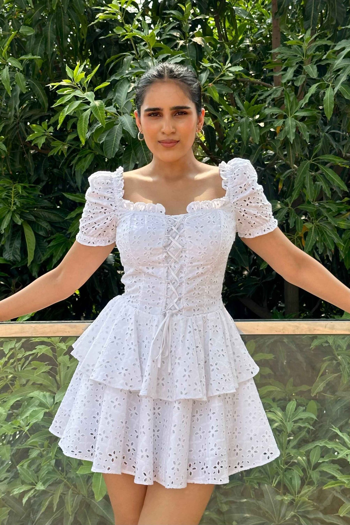 ARIEL - Cotton Schiffli White Dress