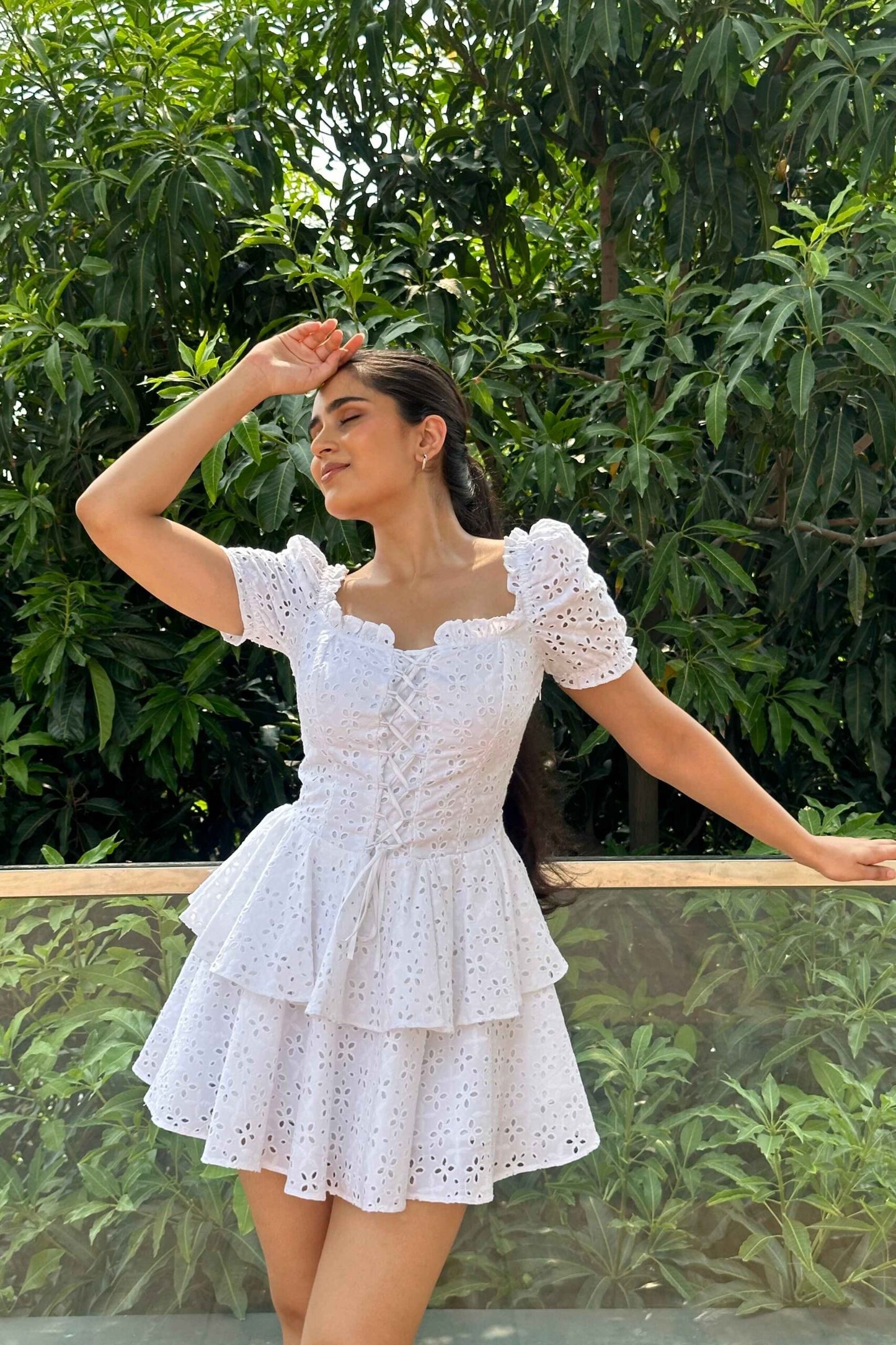 ARIEL - Cotton Schiffli White Dress