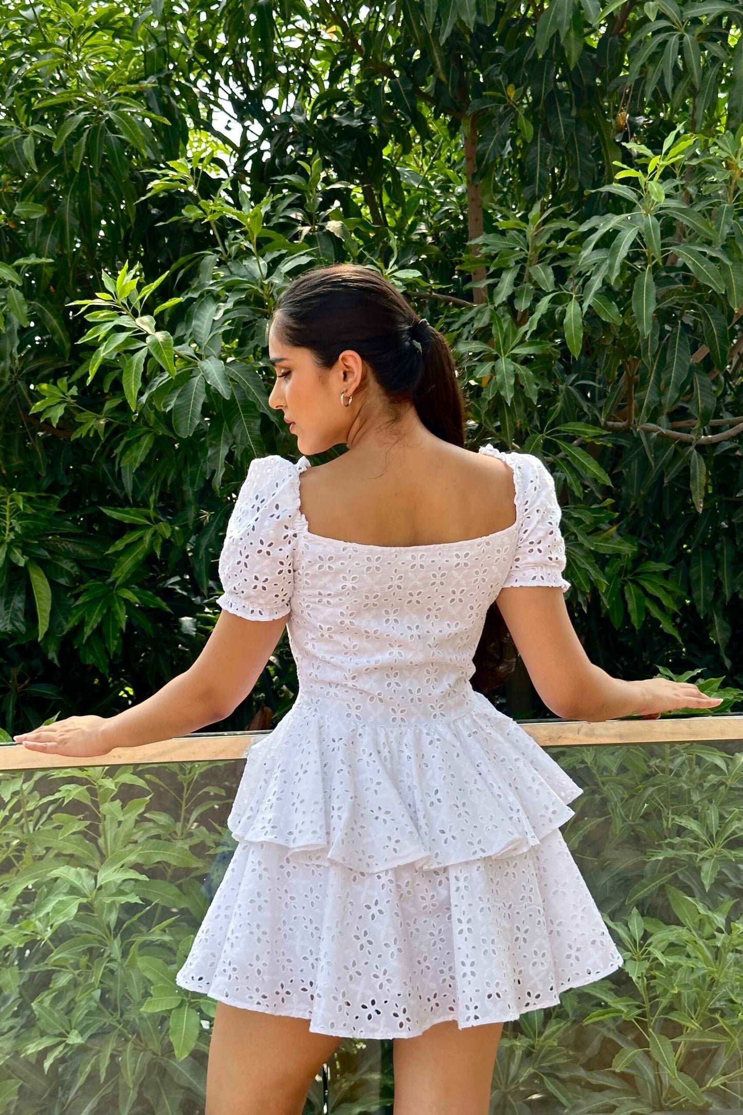 ARIEL - Cotton Schiffli White Dress