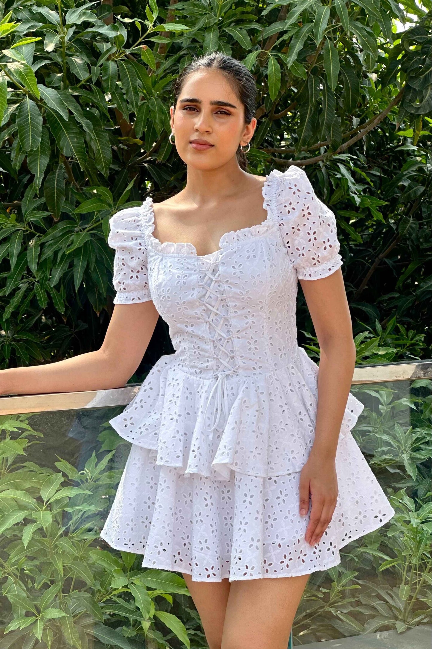 ARIEL - Cotton Schiffli White Dress