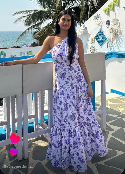 ALIVE - Cotton one shoulder flared dress