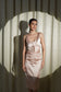MOONLIT MUSE - HANDCRAFTED FROM LUXURIOUS BEIGE SATIN DRESS