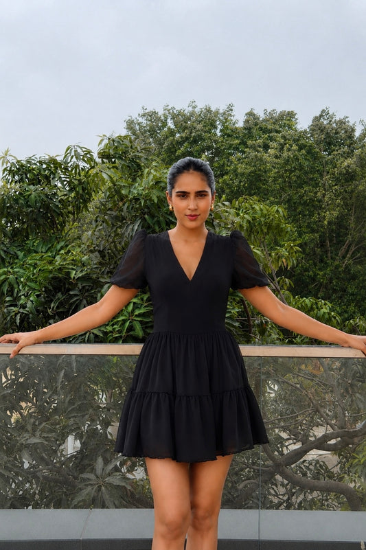 Midnight Muse Georgette Mini Dress