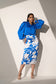 GLAMOUR GIRL -  Blue Shirt with  Printed skirt (SET)