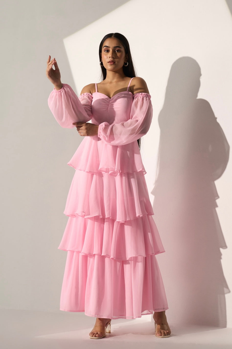 DARLING - Baby pink long frill dress