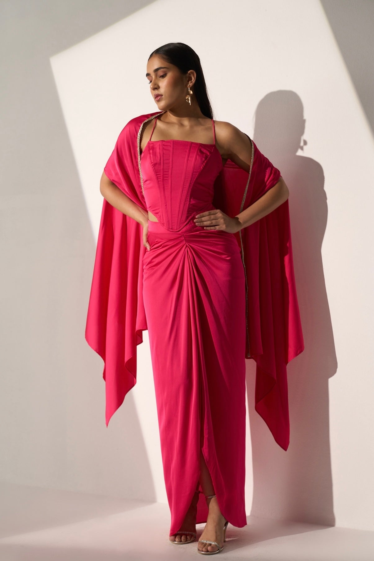 SHOW STOPPER - Corset top, draped skirt and a cape