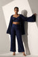 PARADISE - Dark blue Pleated coord set