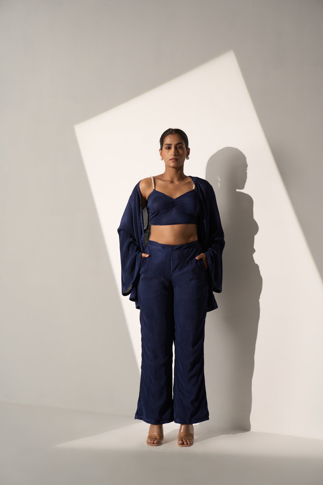 PARADISE - Dark blue Pleated coord set