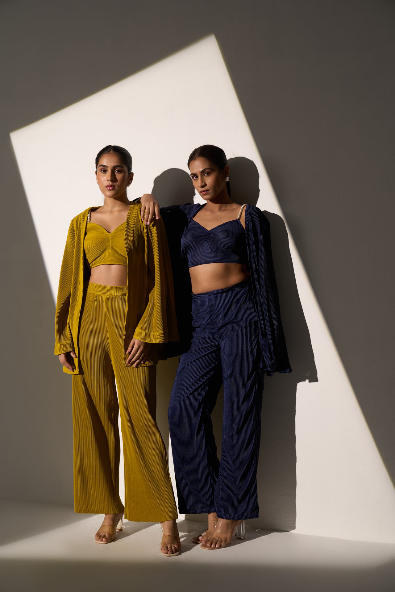 PARADISE - Dark blue Pleated coord set