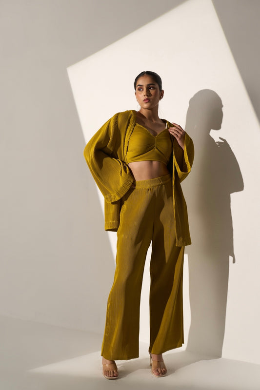 MUSTARD SUNSET - Pleated coord set