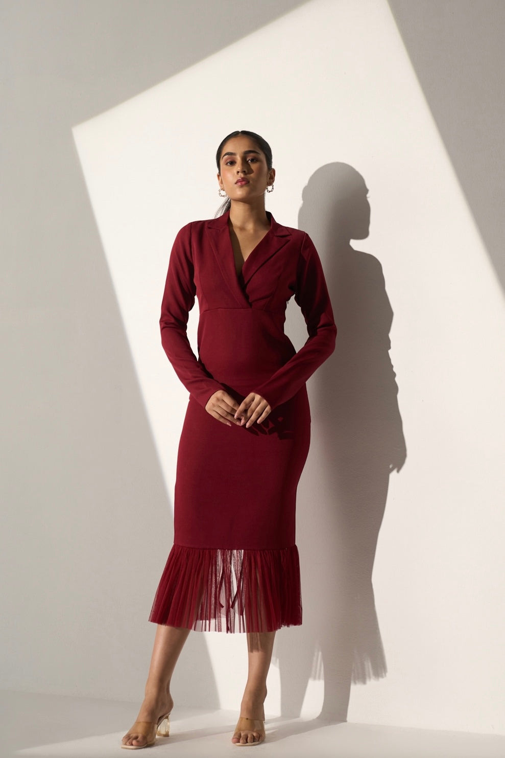 VERSATILE  - Maroon Blazer dress