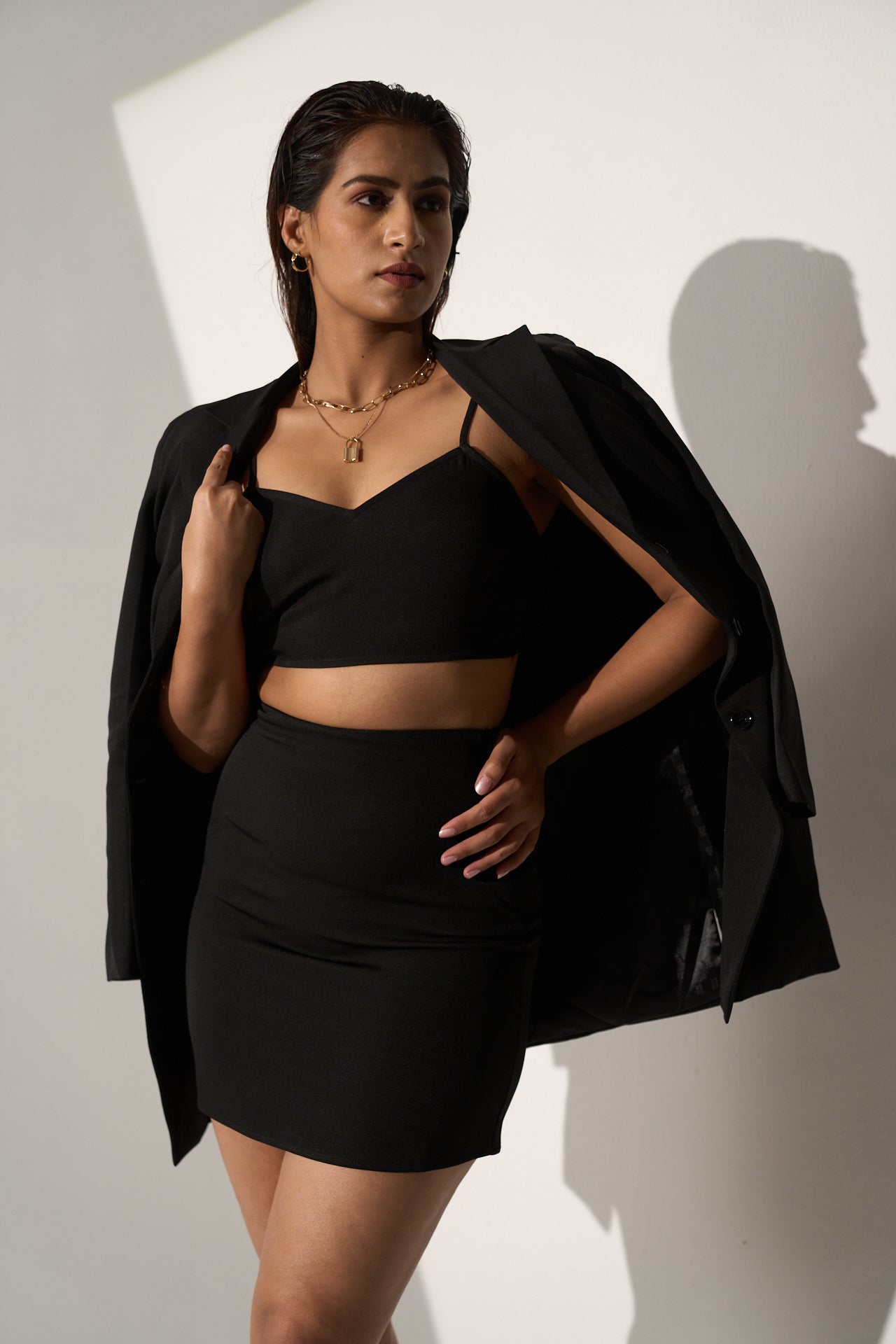 POWER PACK - Black Blazer with skirt and top (SET)