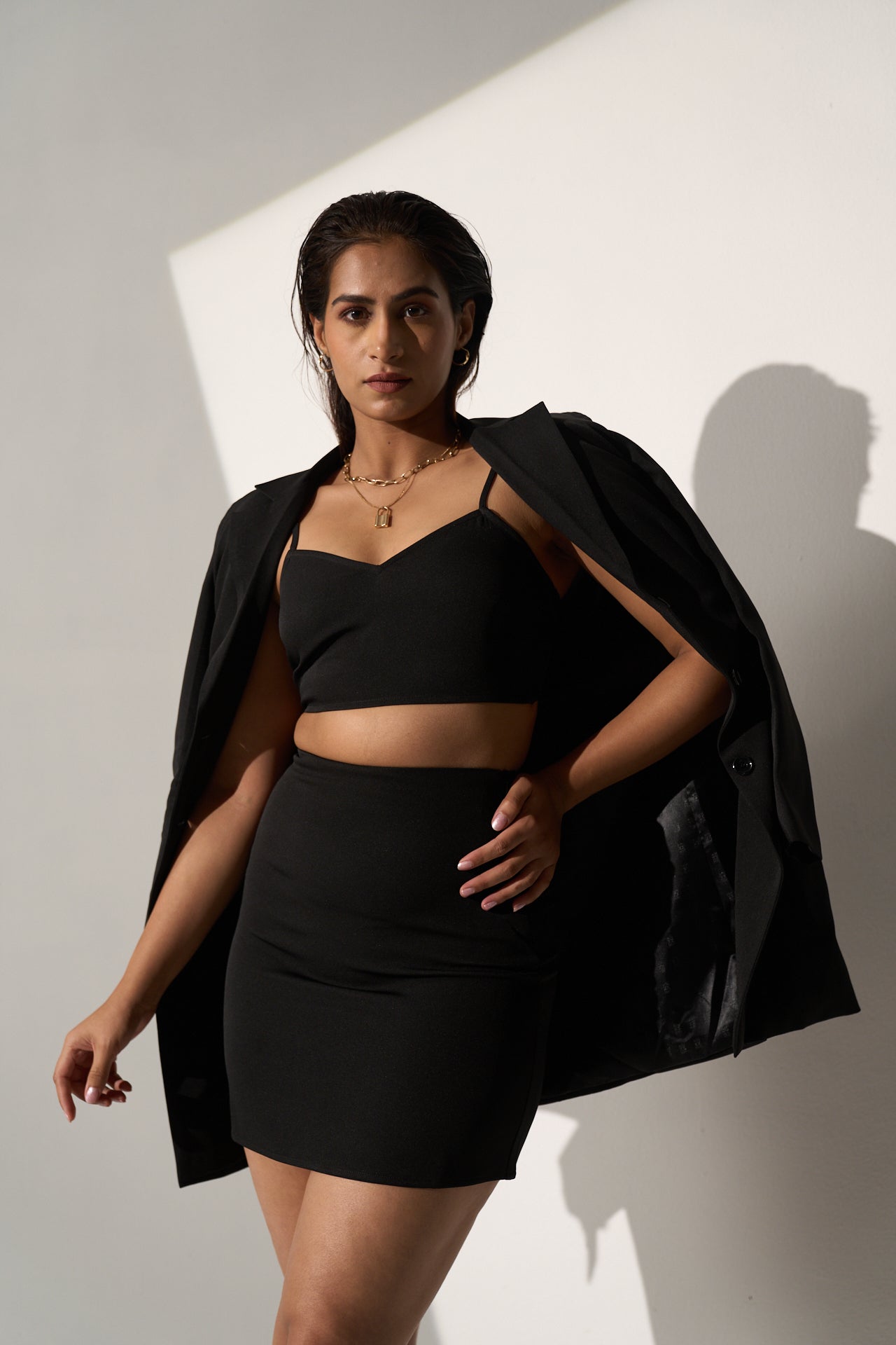 POWER PACK - Black Blazer with skirt and top (SET)