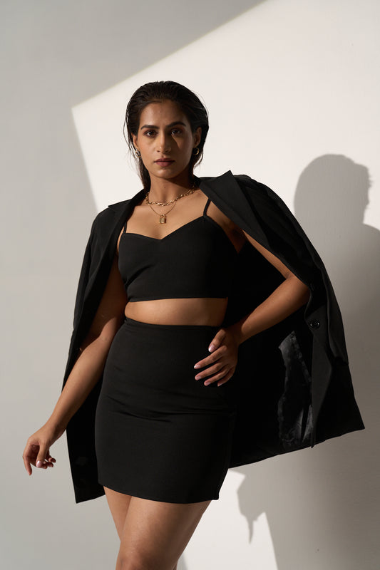POWER PACK - Black Blazer with skirt and top (SET)