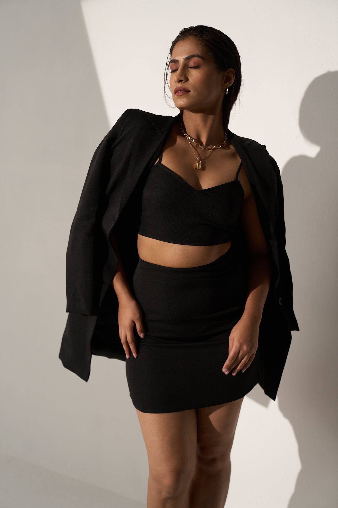 POWER PACK - Black Blazer with skirt and top (SET)