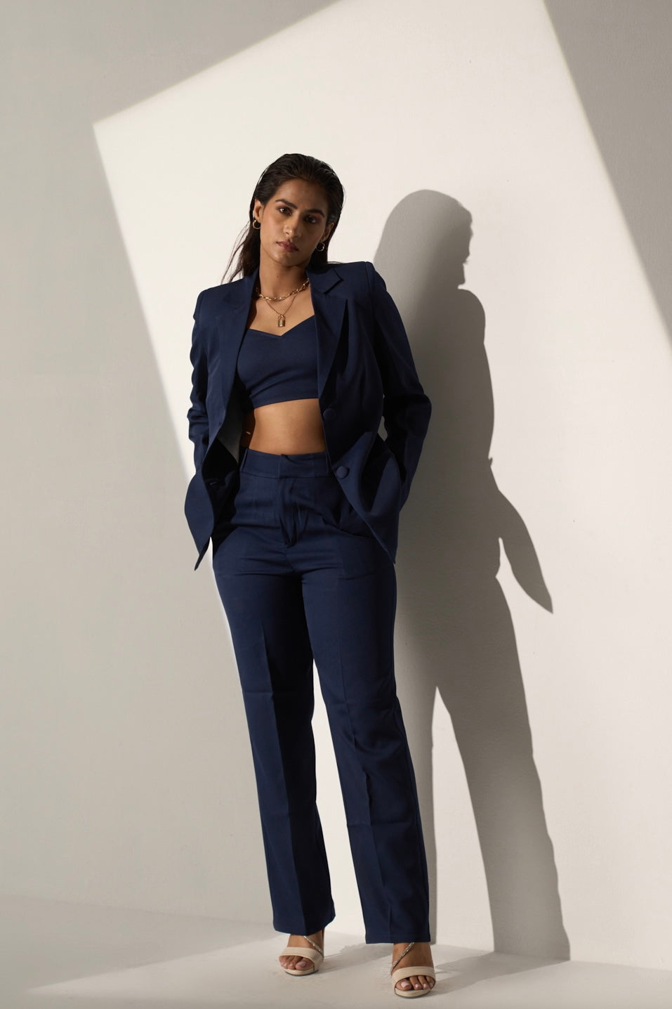 HIGH POWERED - Dark blue Blazer with Straight pants (SET)