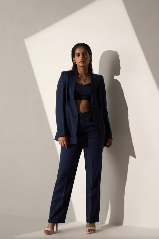 HIGH POWERED - Dark blue Blazer with Straight pants (SET)