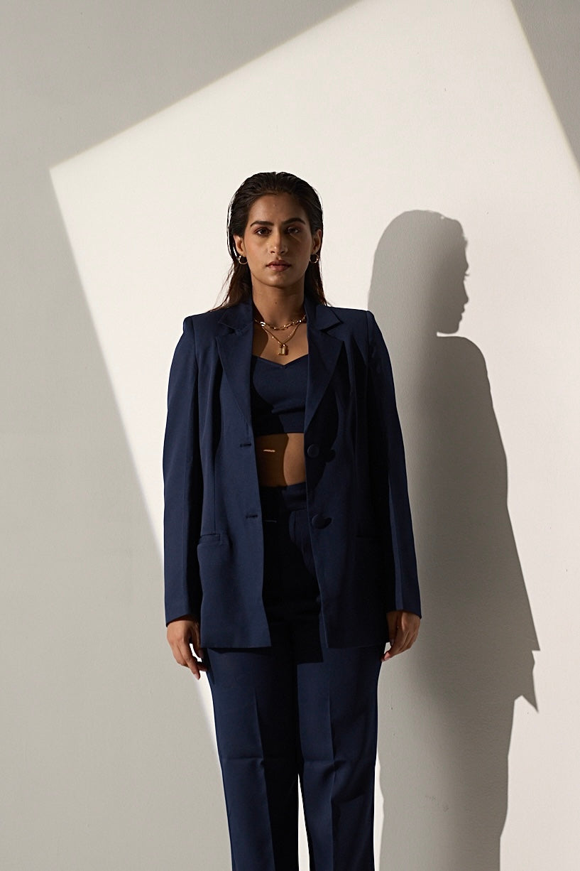 HIGH POWERED - Dark blue Blazer with Straight pants (SET)