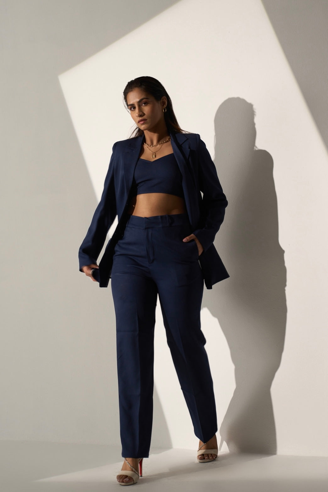HIGH POWERED - Dark blue Blazer with Straight pants (SET)