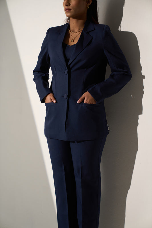 HIGH POWERED - Dark blue Blazer with Straight pants (SET)