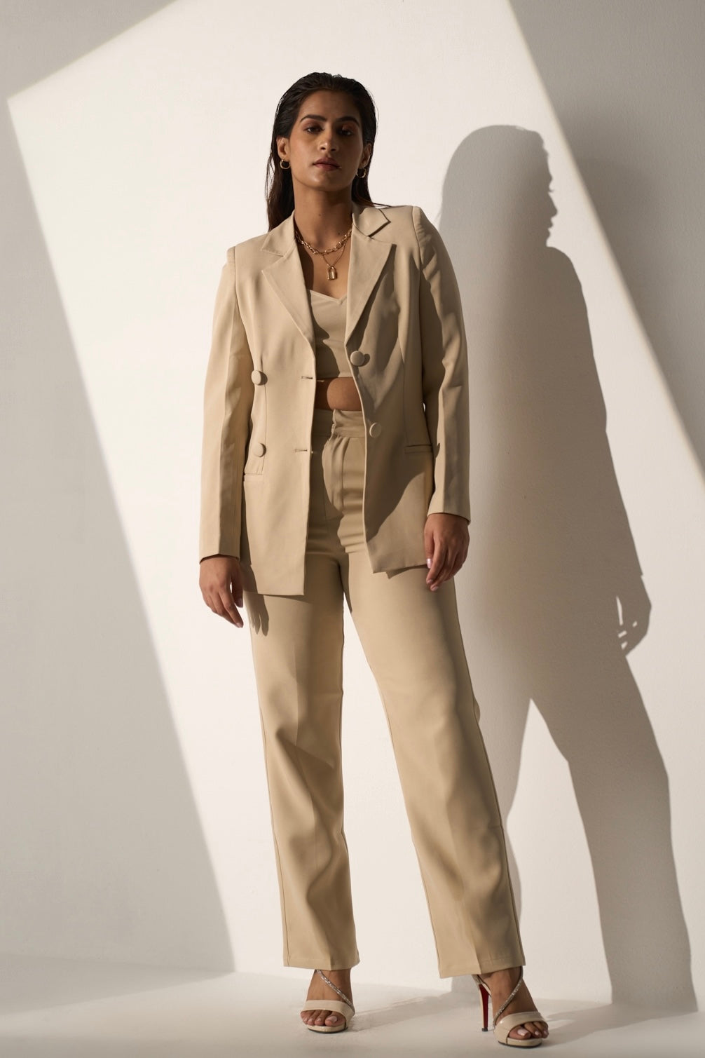AMBITIOUS - Beige Blazer with Straight pants(SET)