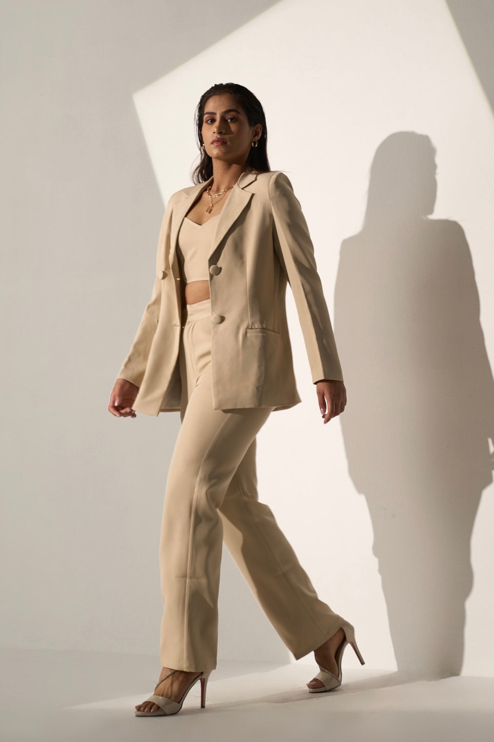 AMBITIOUS - Beige Blazer with Straight pants(SET)