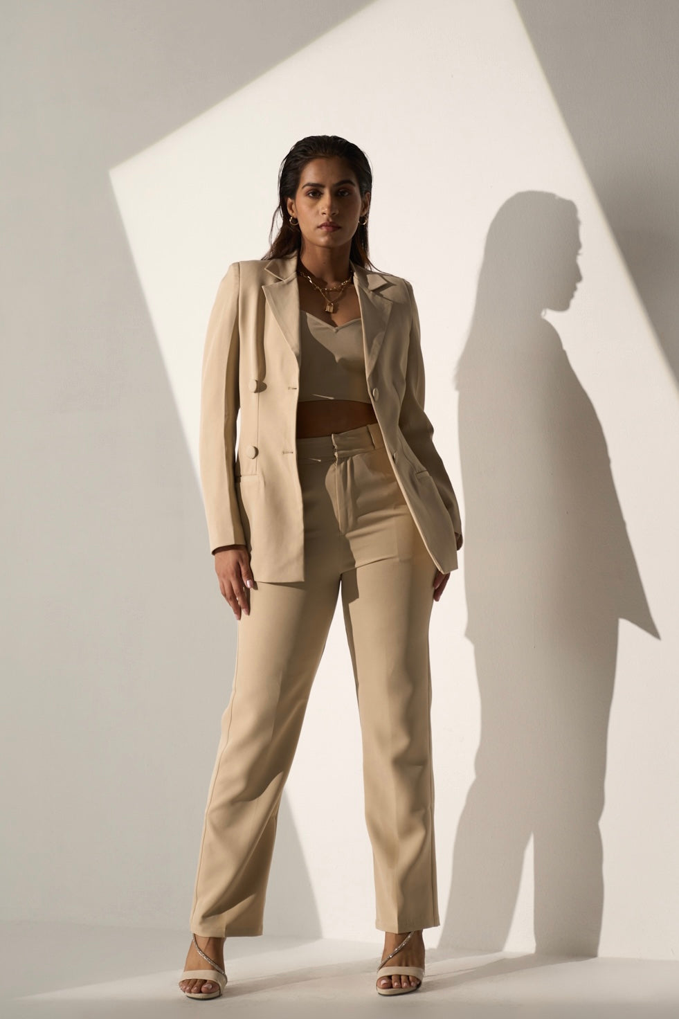 AMBITIOUS - Beige Blazer with Straight pants(SET)