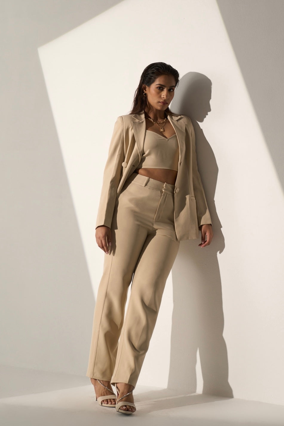 AMBITIOUS - Beige Blazer with Straight pants(SET)