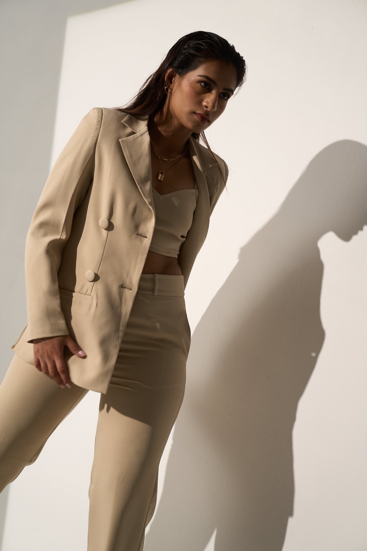 AMBITIOUS - Beige Blazer with Straight pants(SET)