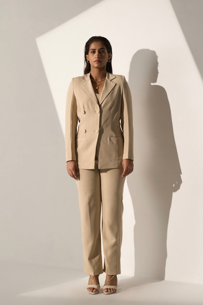 AMBITIOUS - Beige Blazer with Straight pants(SET)