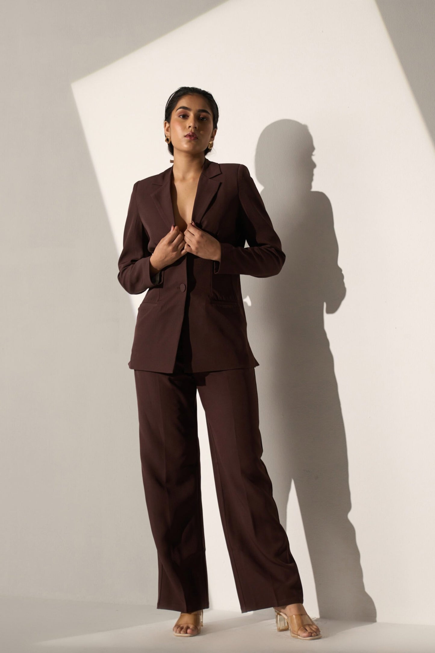 ICONIC BROWN - Brown Blazer with Straight pants (Set)