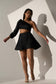 GLAM - One shoulder Black Satin dress