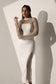 CRYSTAL GIRL - White Crystal Mesh boned corsetry and a Slit skirt (SET)