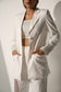 CRYSTAL LOVE - White Crystal Mesh Blazer with Pants and  a Bralette-style top