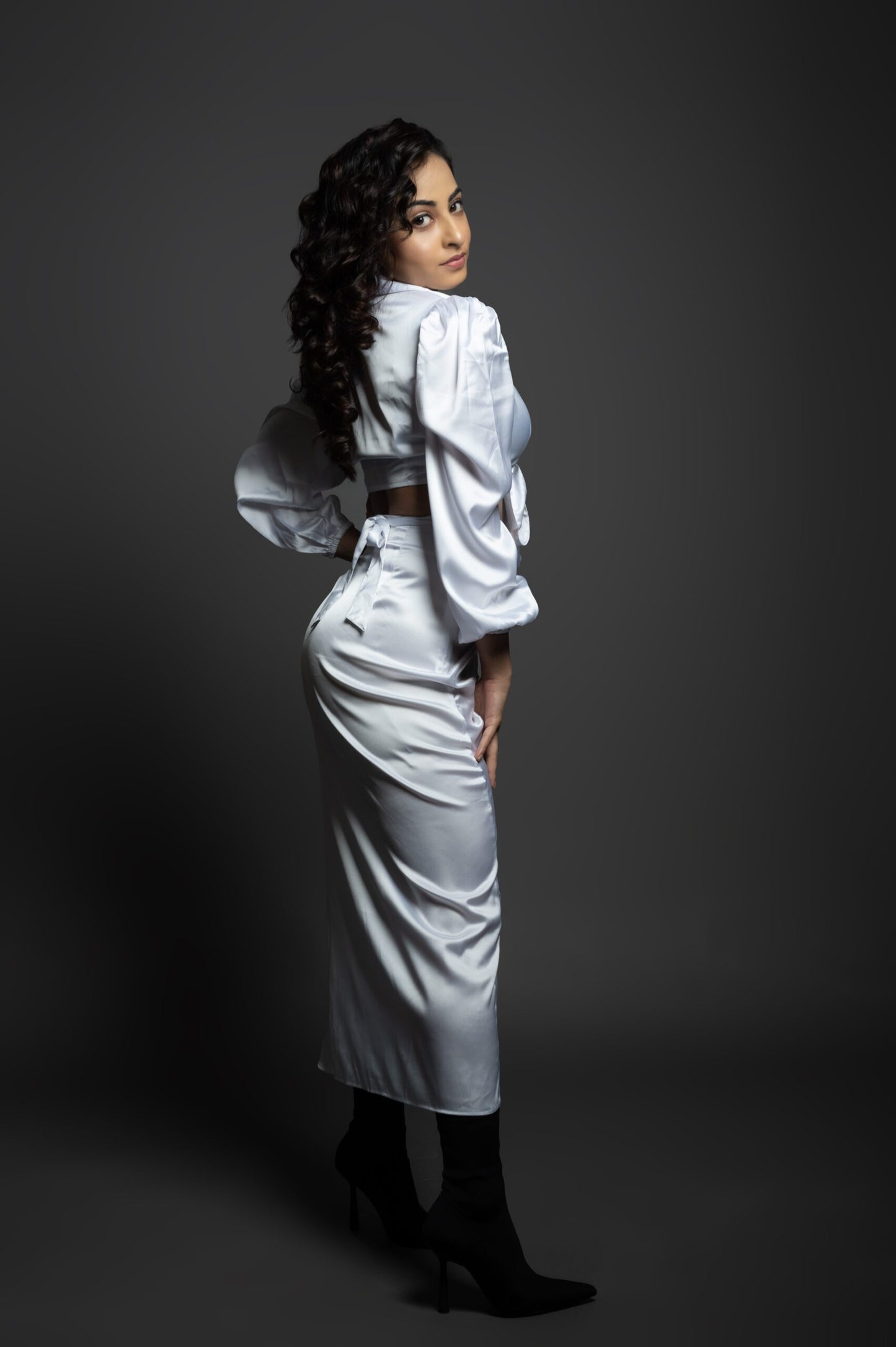 FOREVER FAVOURITE - White wrap around top with skirt (Set)