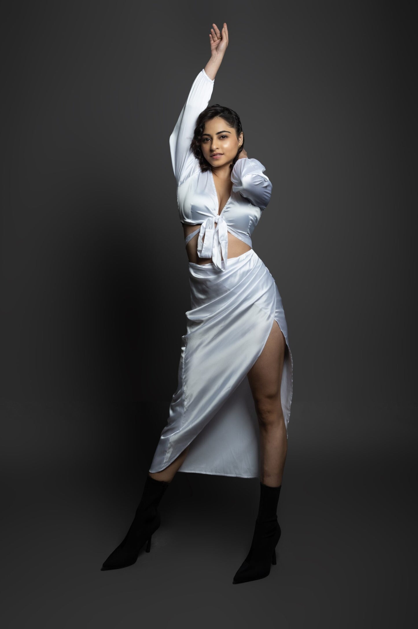 FOREVER FAVOURITE - White wrap around top with skirt (Set)