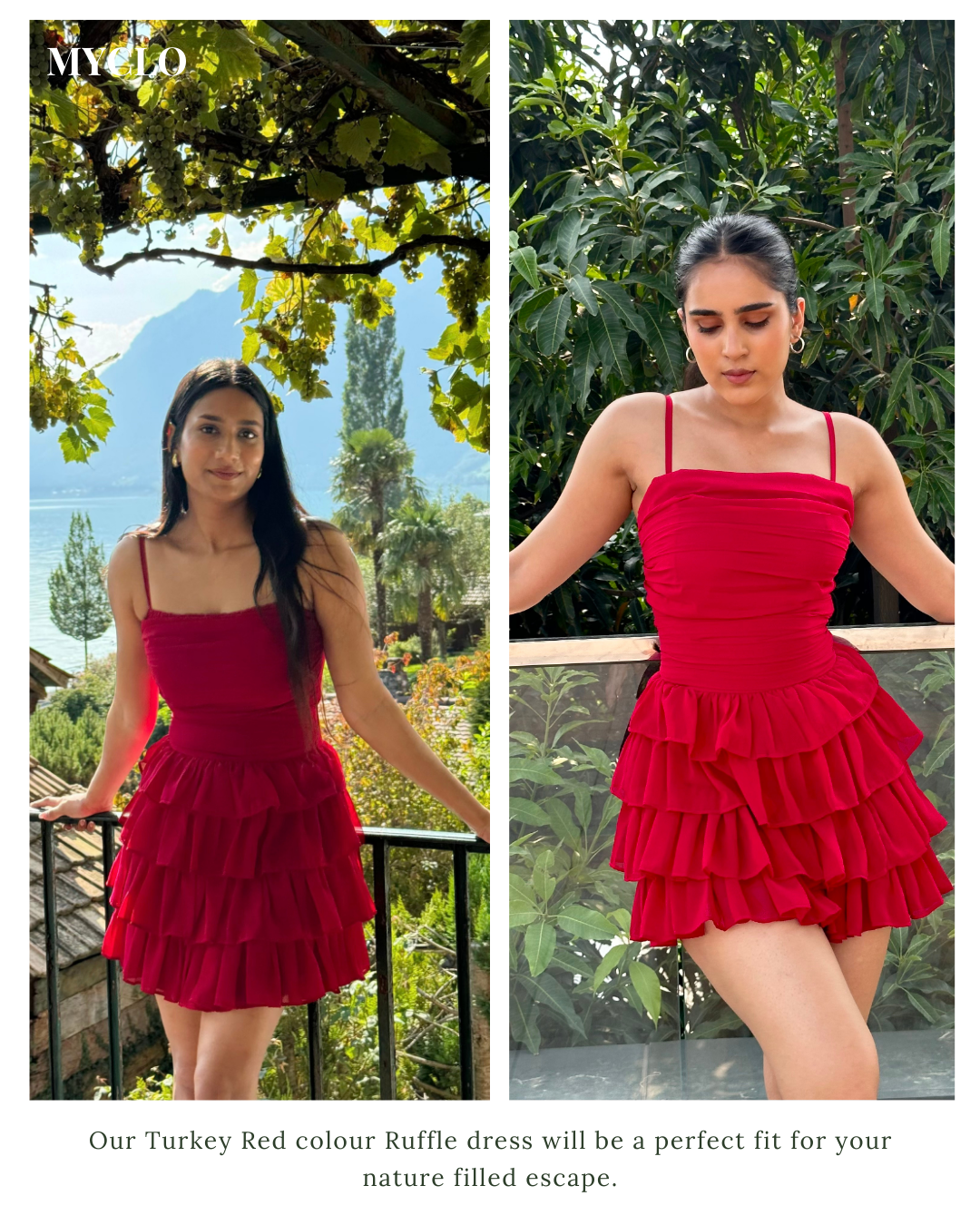 ROSE - Turkey Red Ruffle dress