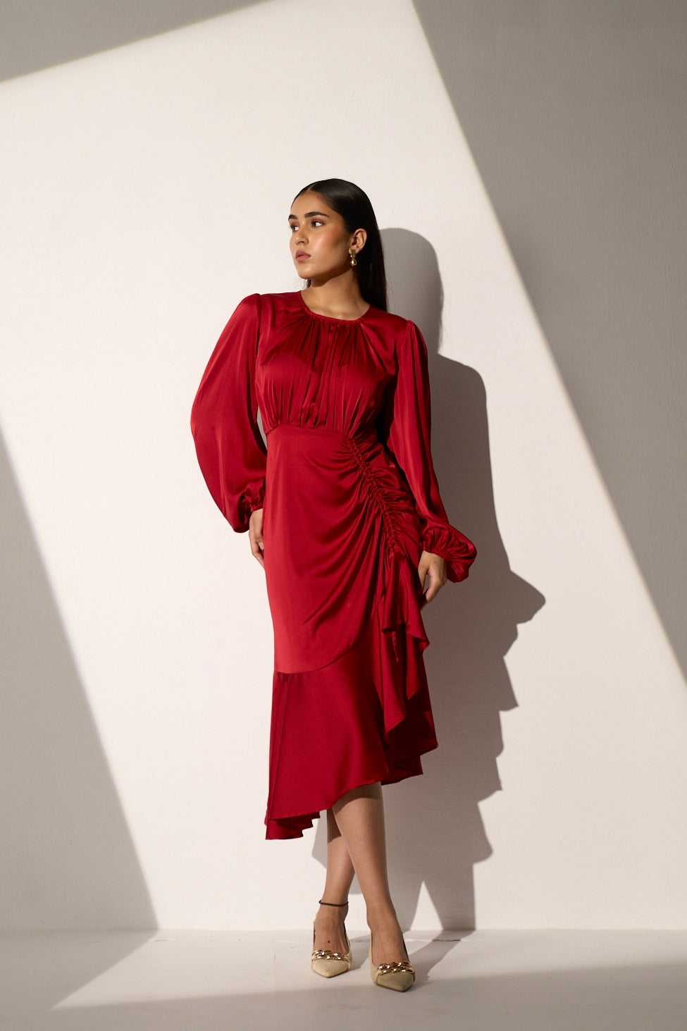 FOREVER LOVE - Maroon satin dress