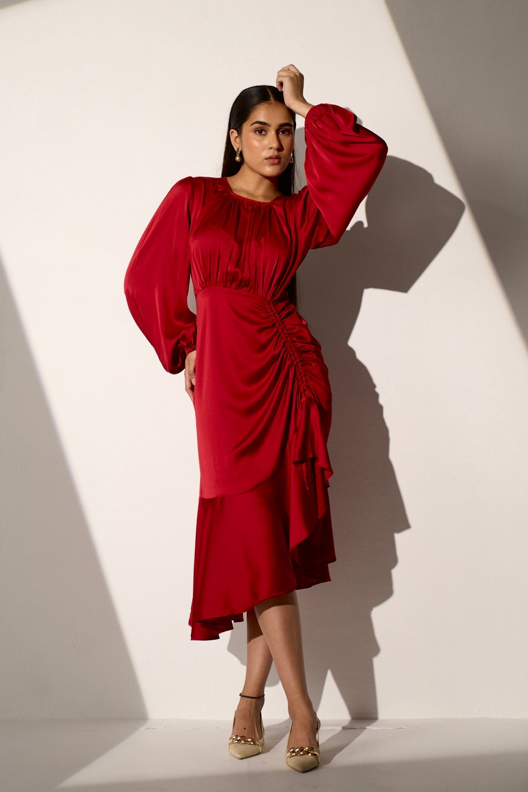 FOREVER LOVE - Maroon satin dress