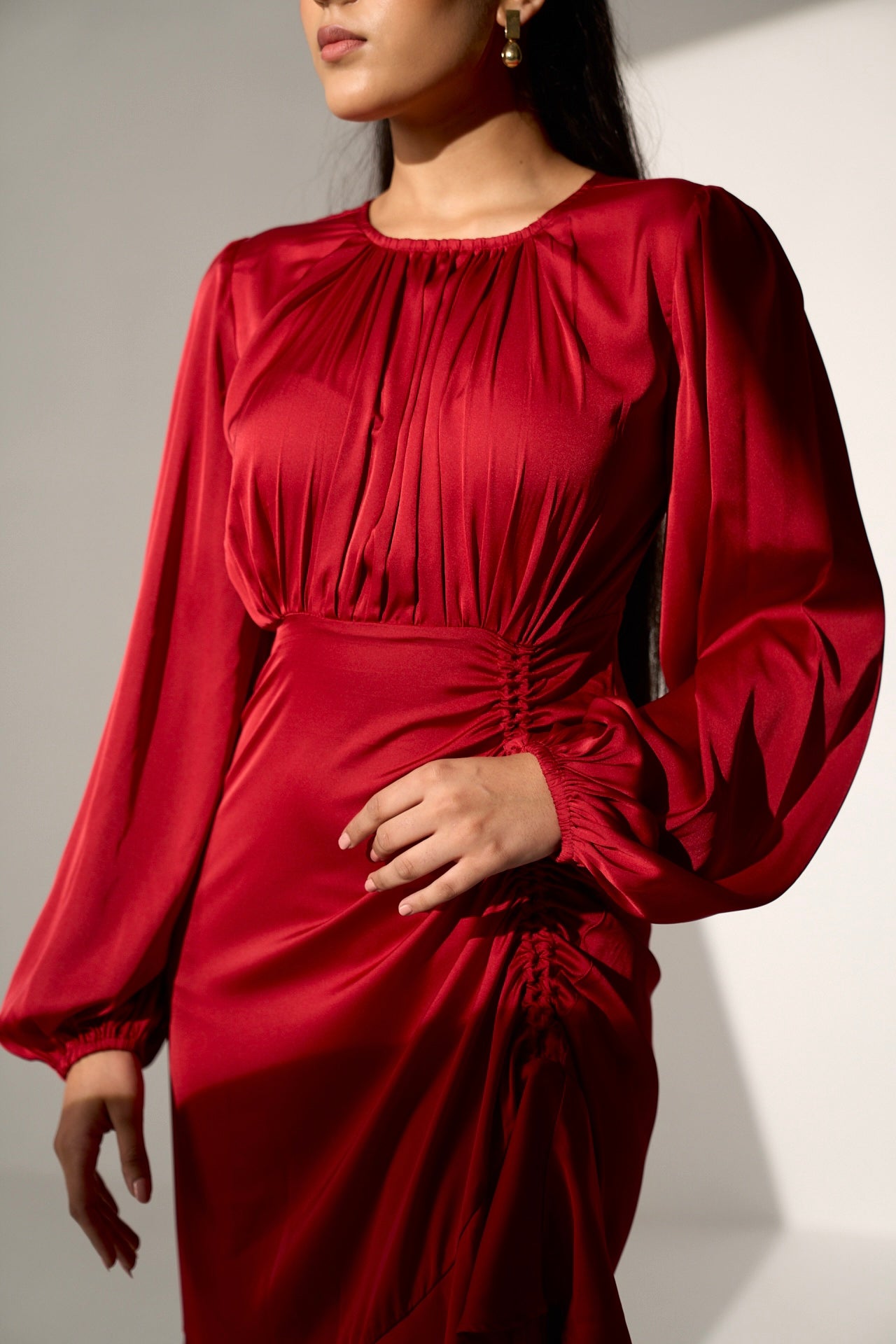 FOREVER LOVE - Maroon satin dress