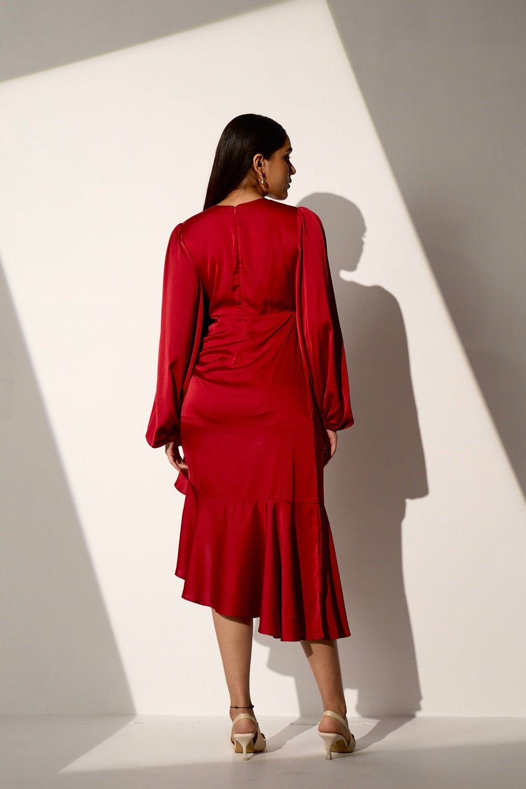 FOREVER LOVE - Maroon satin dress