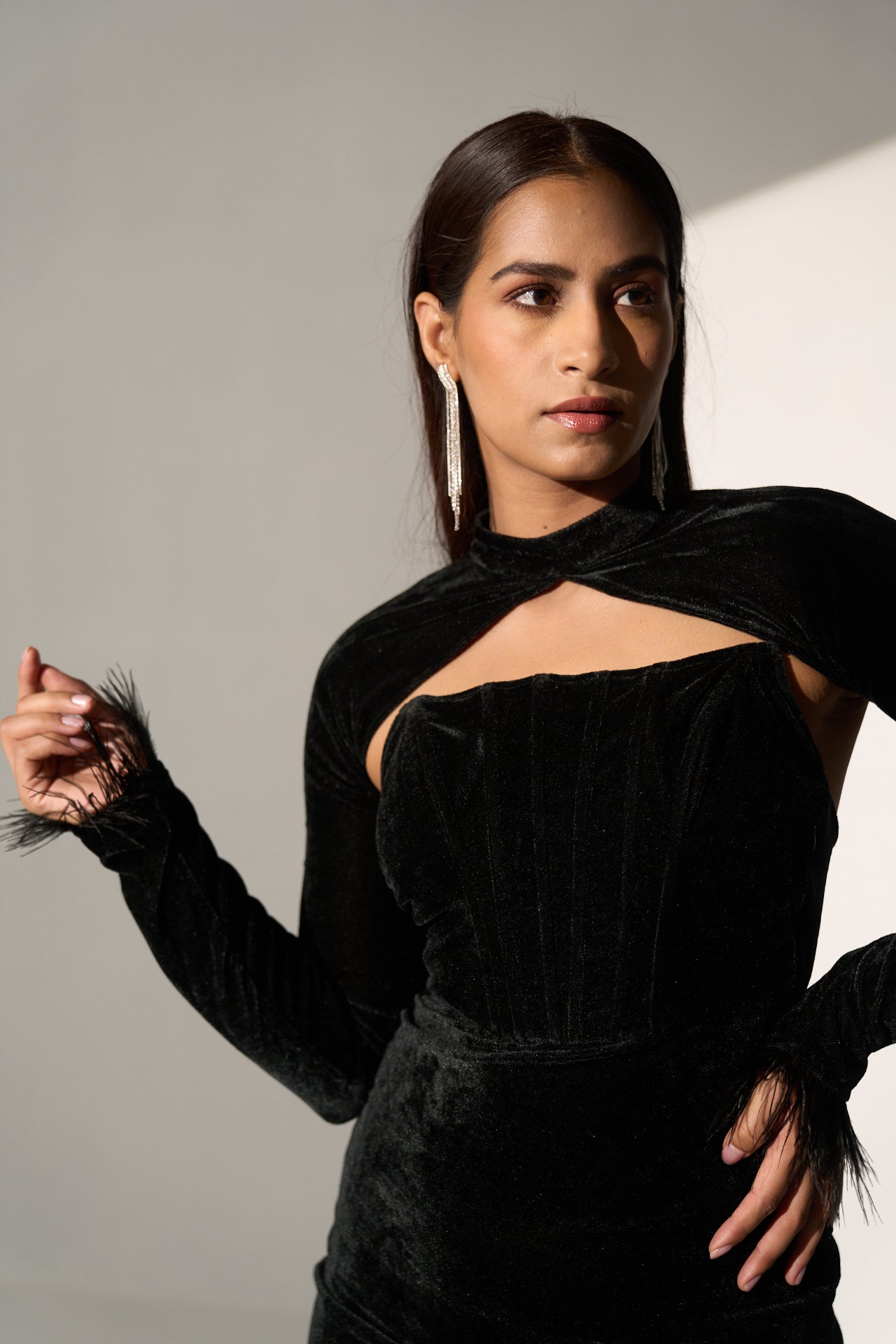 LUXURY - Black velvet Corset dress