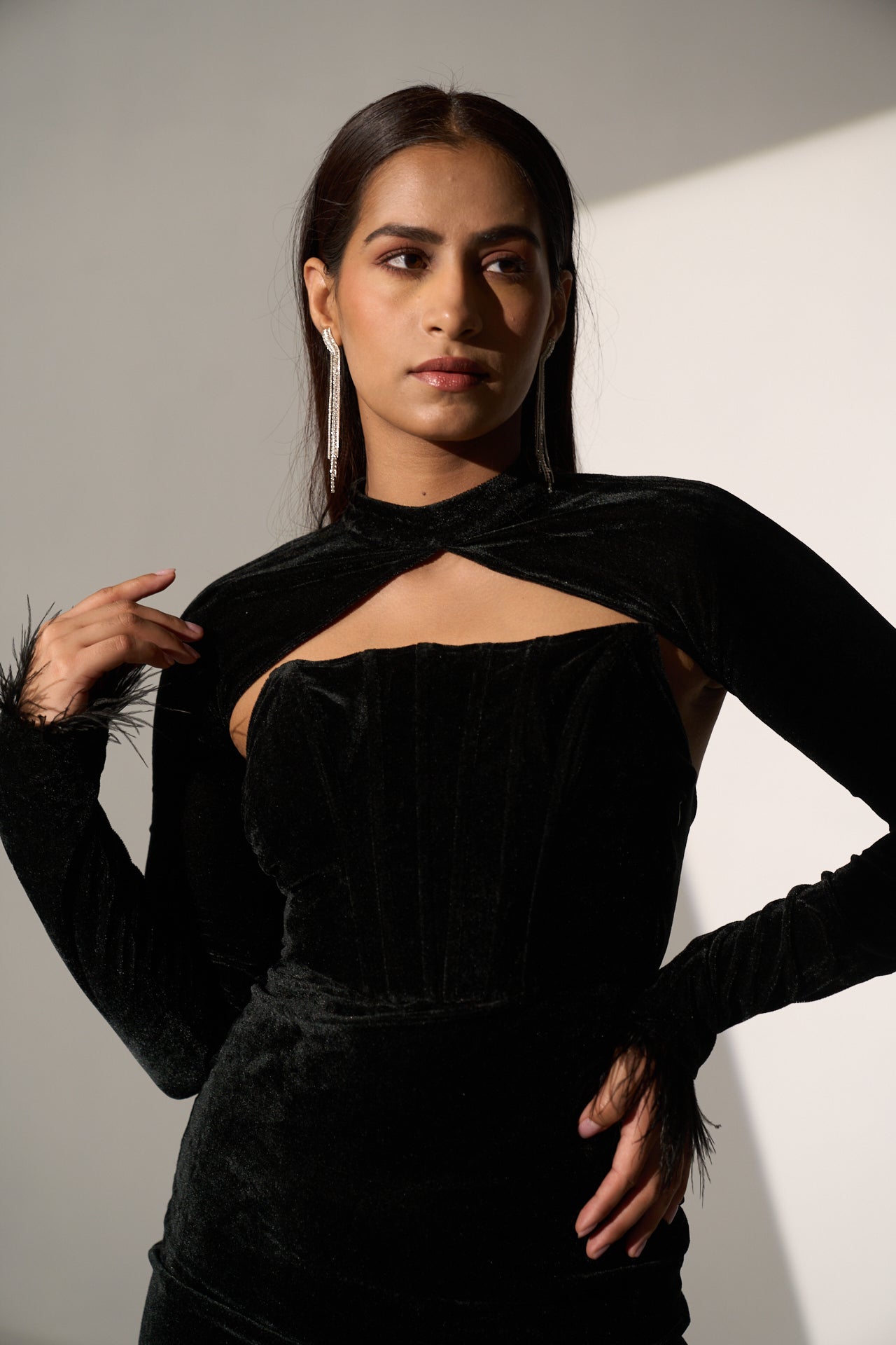 LUXURY - Black velvet Corset dress