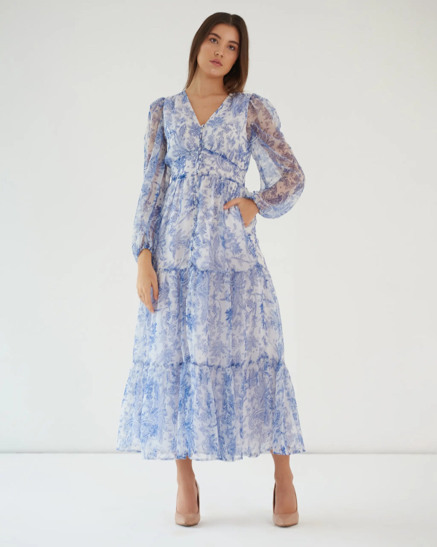 FEEL THE CALM - Georgette print maxi dress