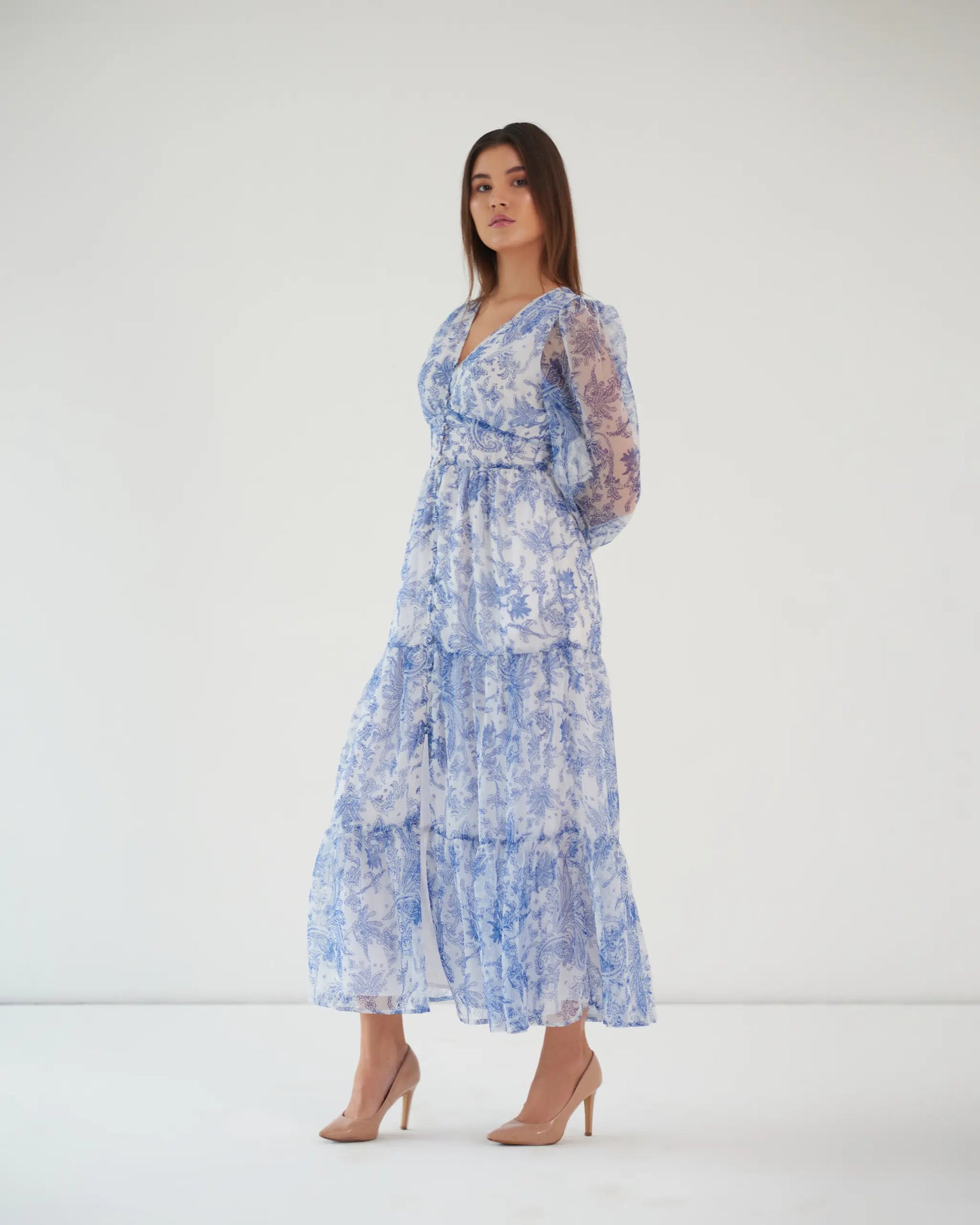 FEEL THE CALM - Georgette print maxi dress