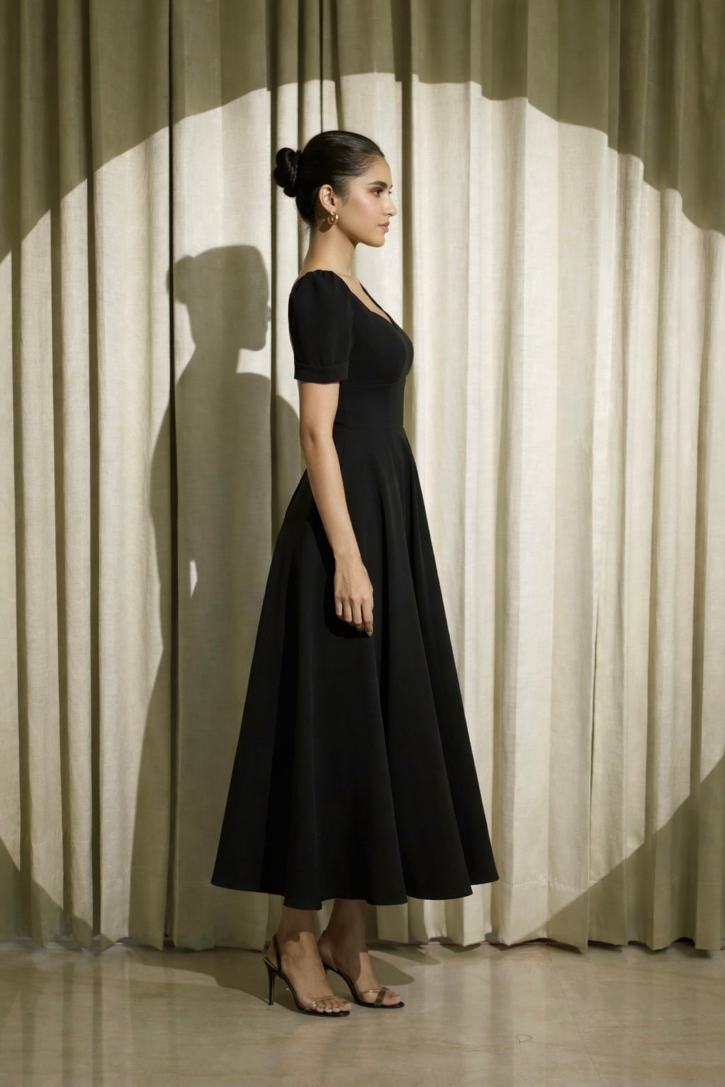 Black Fit & Flare Midi Dress