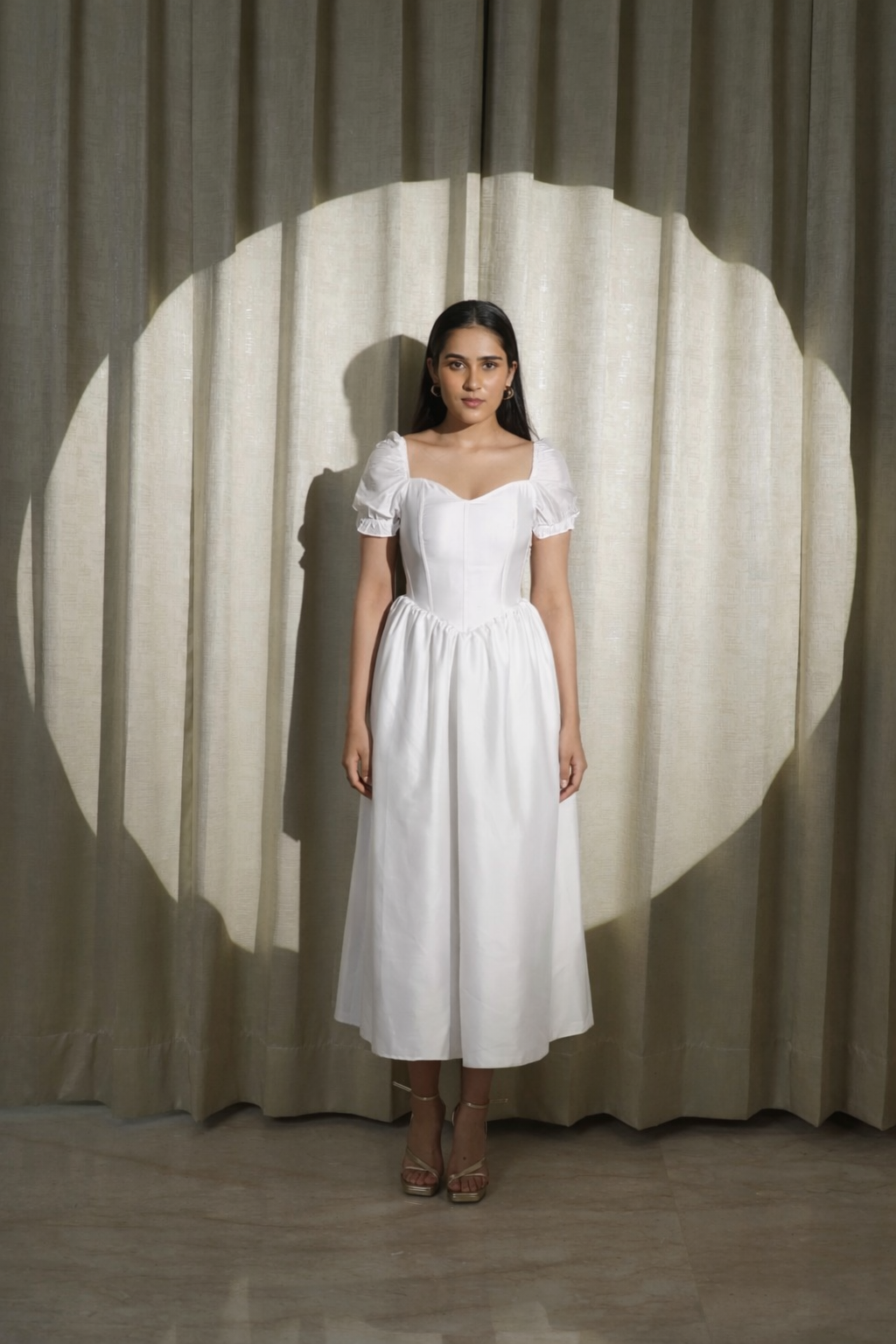 LUSTRE OF LOVE - WHITE DRESS CRISP TEXTURE AND ELEGANT SHEEN (Long Length)
