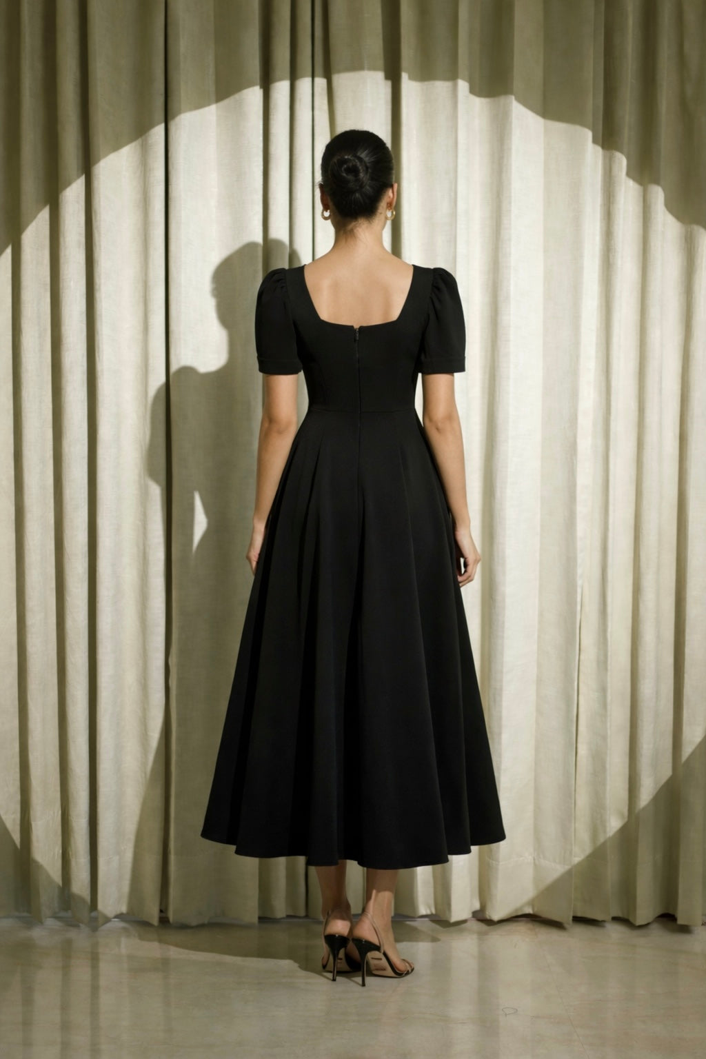 Black Fit & Flare Midi Dress